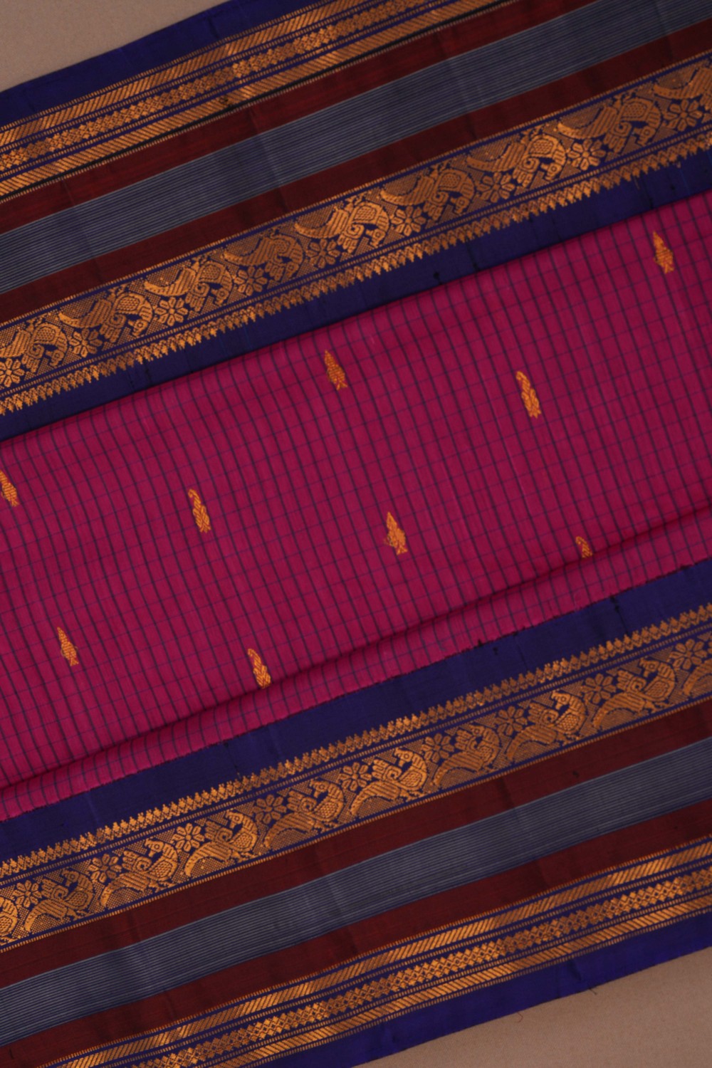 Image of Gadwal Cotton Silk Magenta Pink Saree